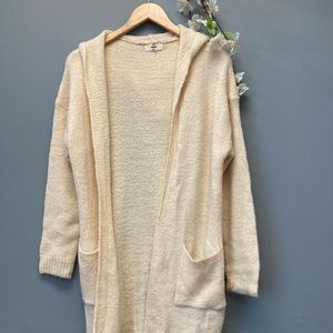 Entro Women’s Sweater Beige Long Cardigan Pockets Hood Size Small[N]